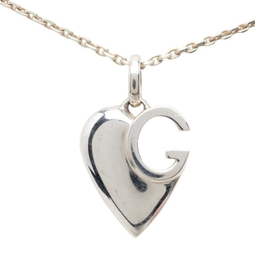 Gucci G Heart Chain Pendant Necklace Sterling Silver 925